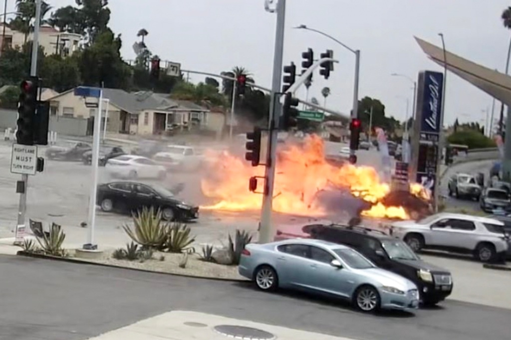 The scene of the fiery crash