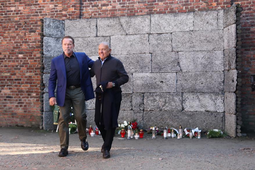 Actor and former California Governor Arnold Schwarzenegger visits former Nazi German concentration camp Auschwitz-Birkenau, near Oswiecim, Poland September 28, 2022.