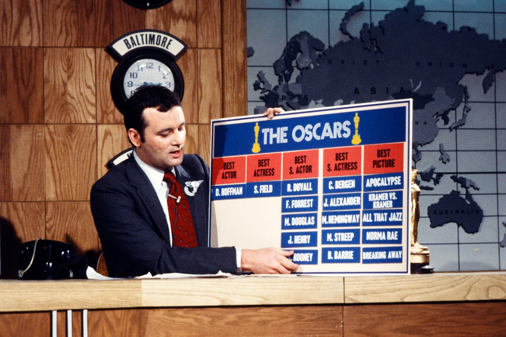 Bill Murray during the "Weekend Update" sketch on April 12, 1980.